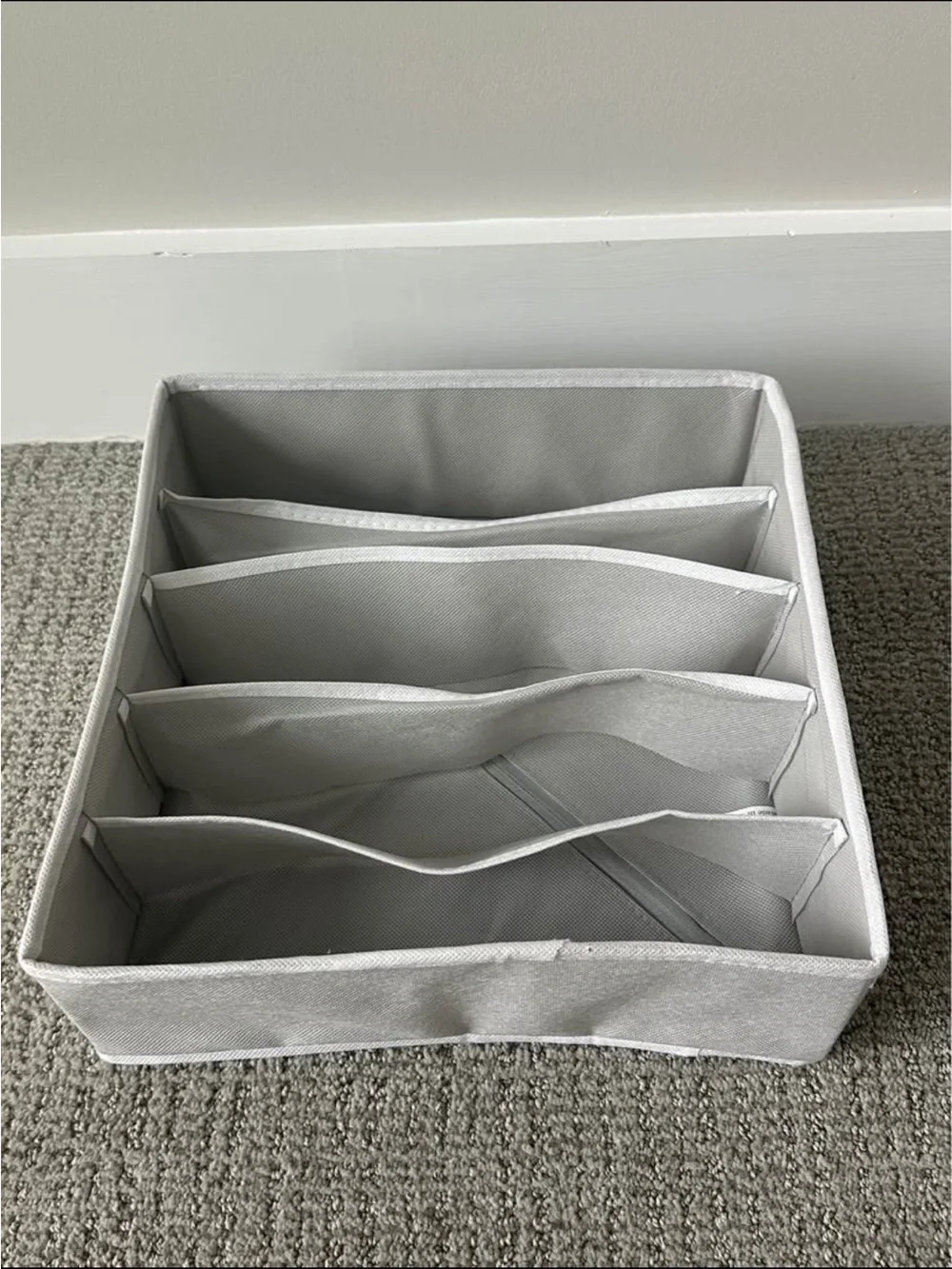 Amazon Gray Fabric Drawer Organizer Set with Multiple Compartments